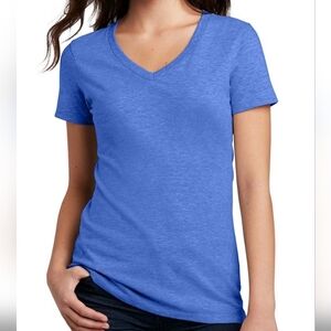 Heathered Blue V-neck women's fitted tshirt District